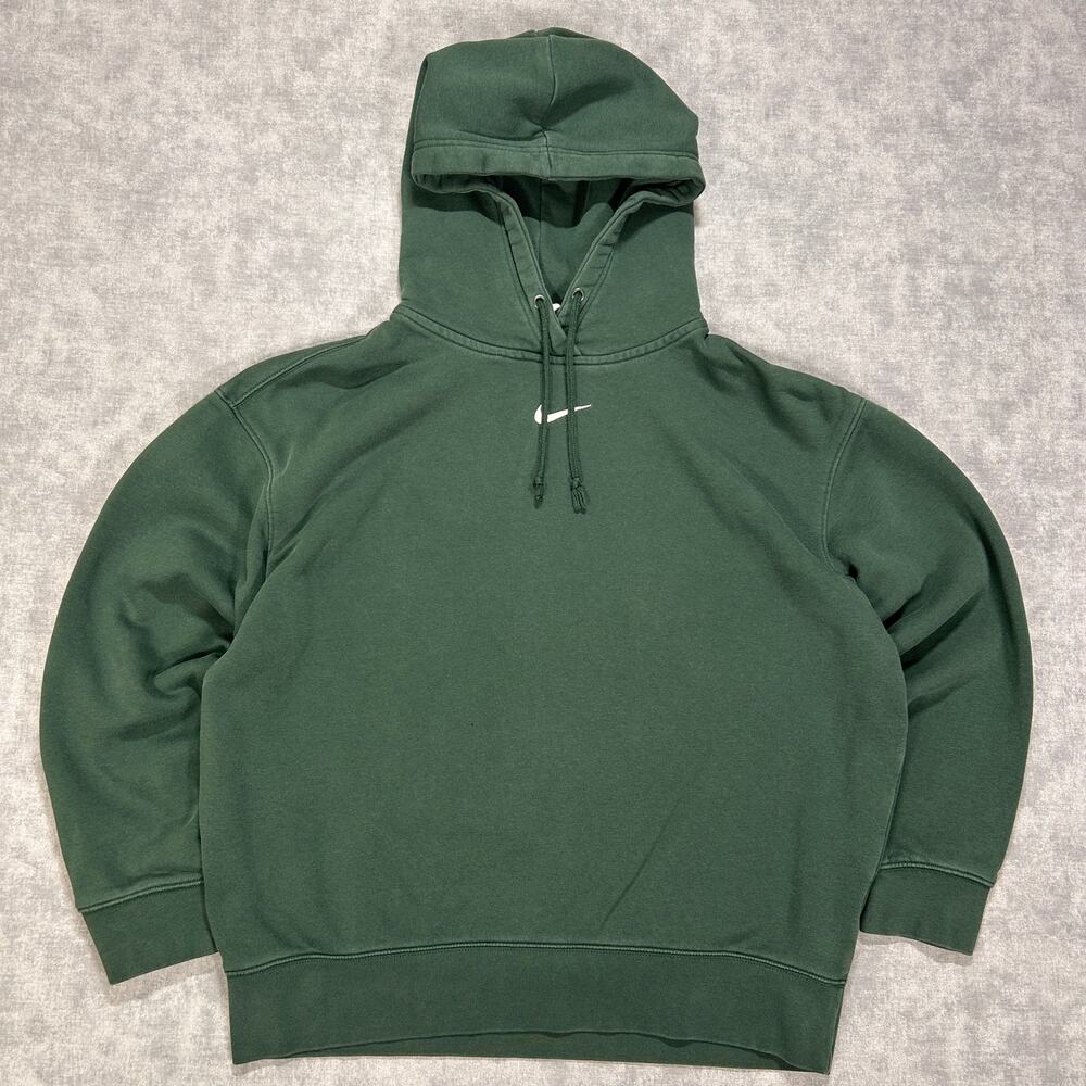 Nike Sportswear Essential Fleece Hoodie Mens S Green Center Swoosh DJ7688-397